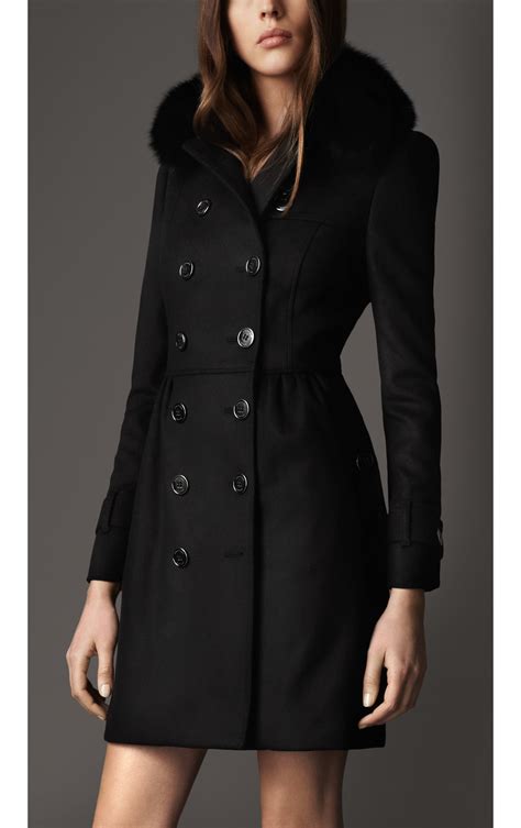 burberry black fur coat|burberry trench coats women's.